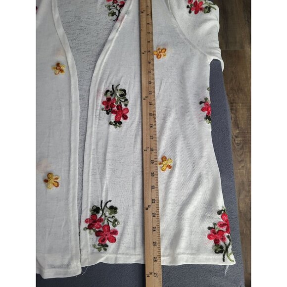 Ana & Rose LG Sheer Floral Embroidered Cardigan White Cottagecore Boho Feminine - Picture 7 of 10